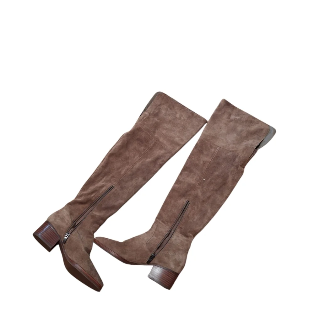 Via Spiga Over The Knee Suede Leather Riding Boots Ladies 6 Beige Swiftie Celeb